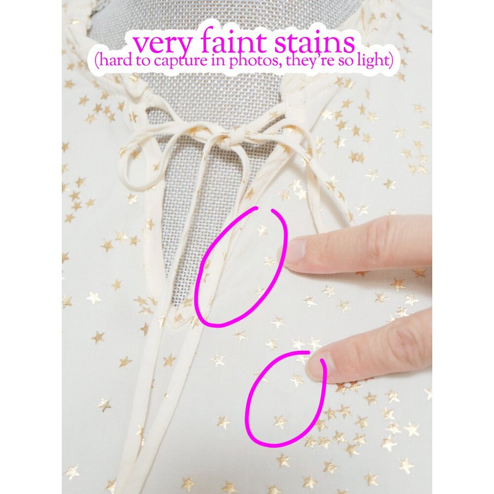 Star Print Ruffle Cream Blouse 🌟 SOLITAIRE - Picture 2 of 7